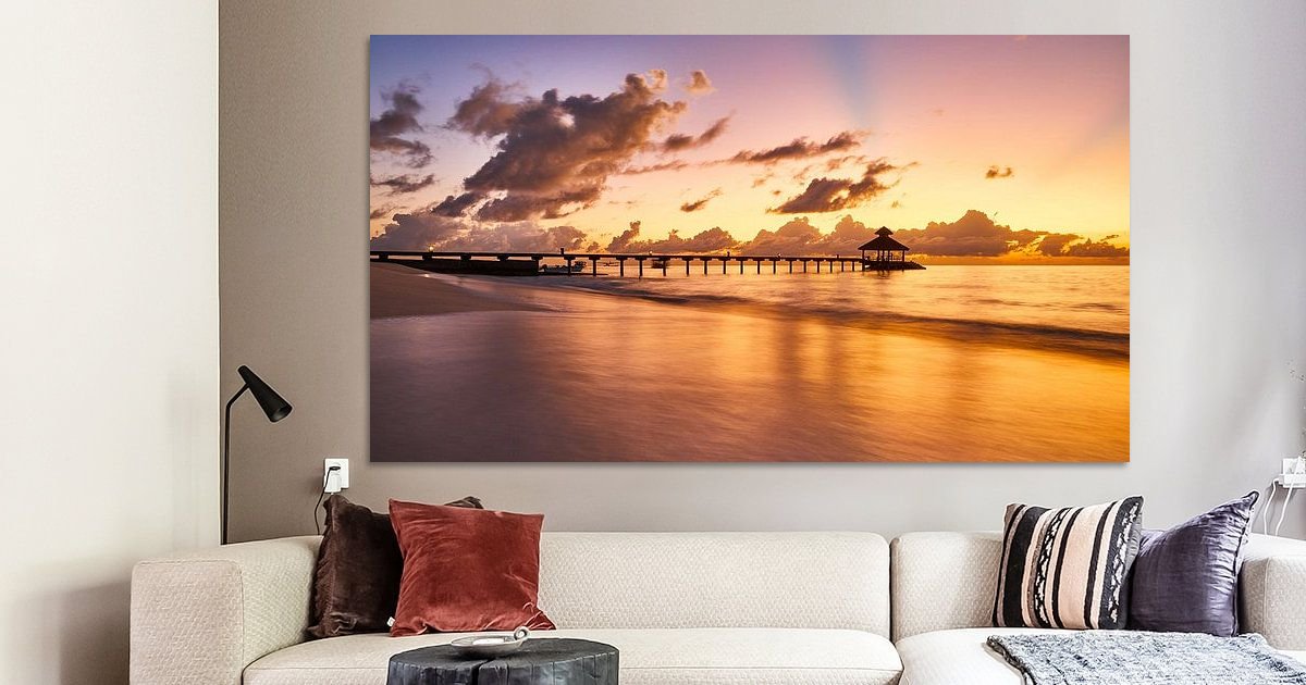 Dageraad boven de Malediven van Graham Forrester op canvas, behang en meer